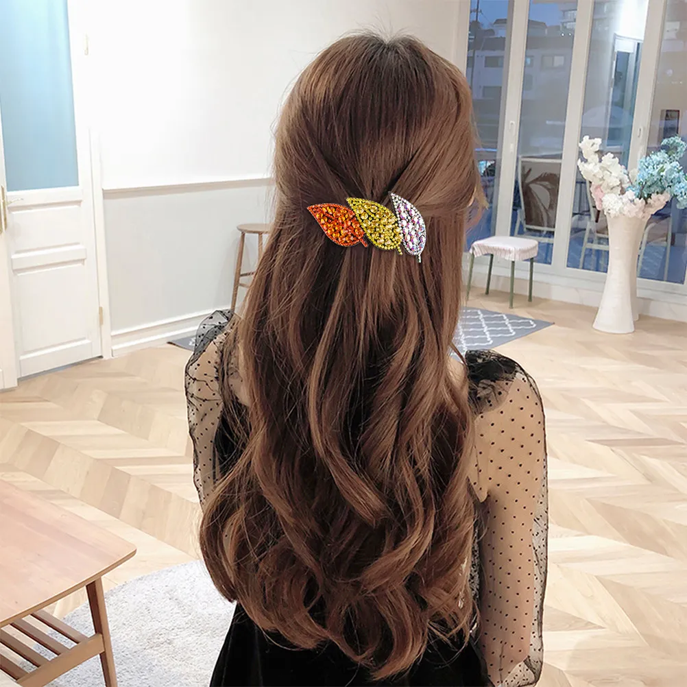 

Crystal Rhinestone Leaf Hair Clip Attractive Charming Delicate Leaf Shape Hairpin for Women Girls Elegant Dress-Up Party