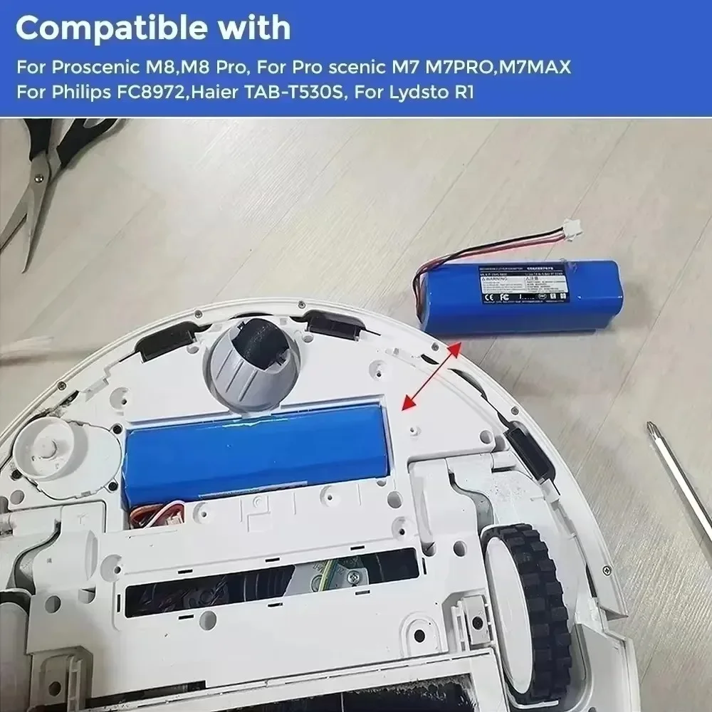 For XiaoMi Lydsto R1 Viomi S9 Roidmi Eve Plus Rechargeable Li-ion Battery Robot Vacuum Cleaner R1 Battery Pack12800mAh