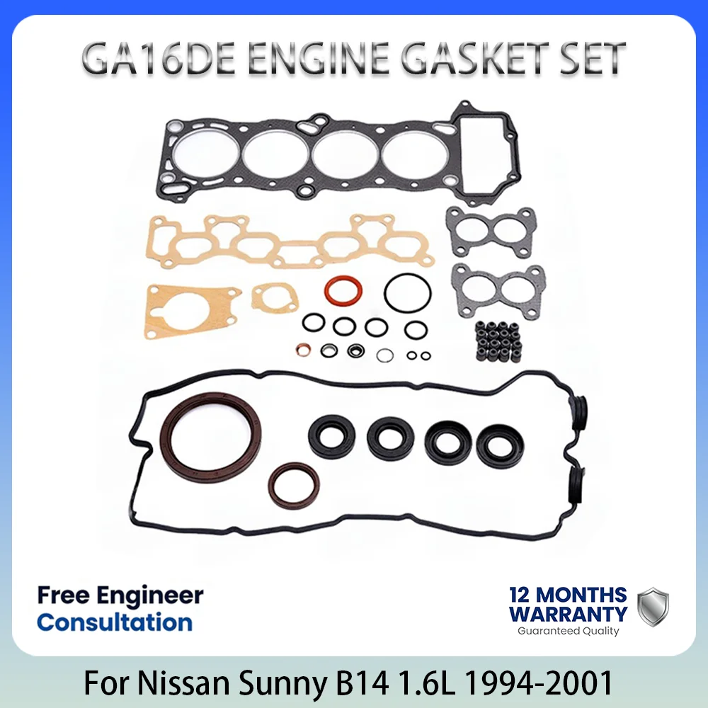 GA16DE ENGINE GASKET SET For Nissan Sunny Sentra Tsuru 100NX B14 Pulsar N14 Almera 1.6L 1.6 L T L4 GAS 1994-2001 A0101-74Y87