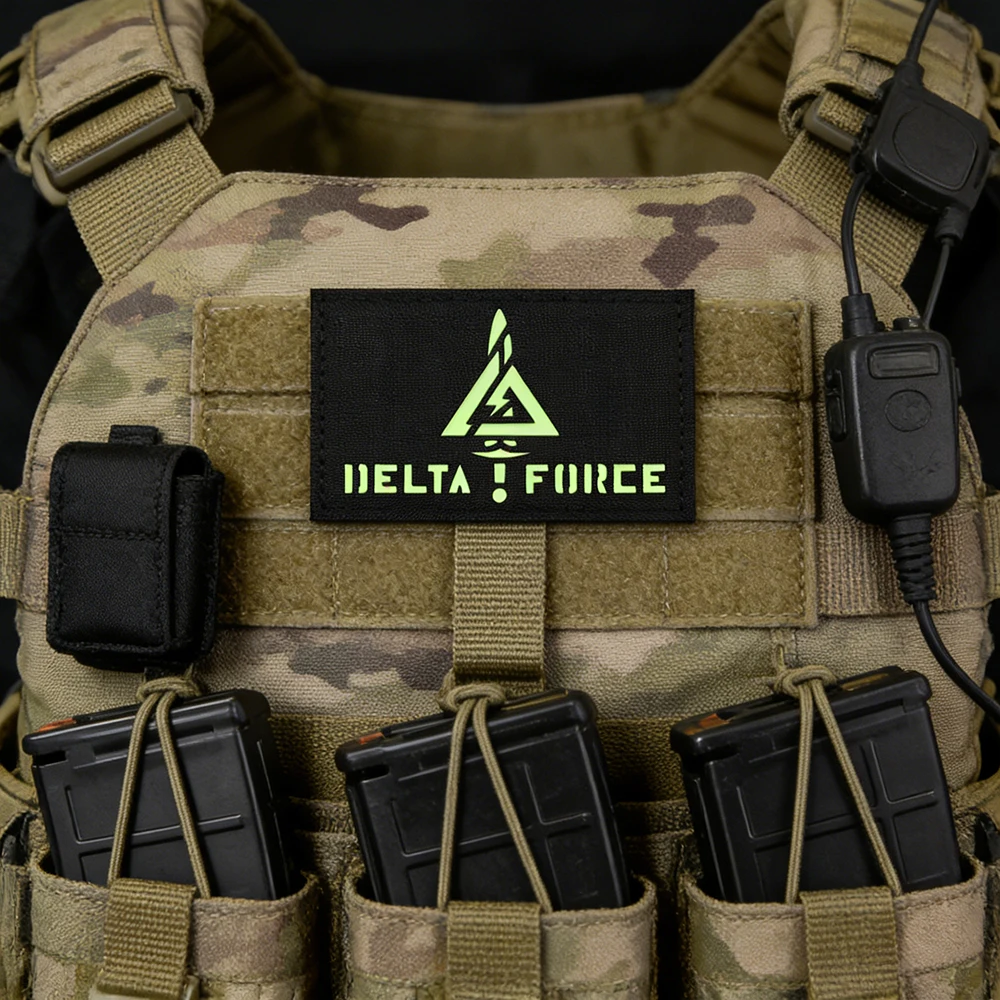 

Delta Series Tactical Glow in the Dark Patches Army Jacket Shoulder DIY Sew-On Accessories With Hook&Loop Backing