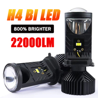 H4 LED Projector Lens Headlight Car LED Headlight Canbus 6000K Hi/Lo Beam Bulb with Turbo Fan 22000LM 90W For Car/Motorcycle 12V