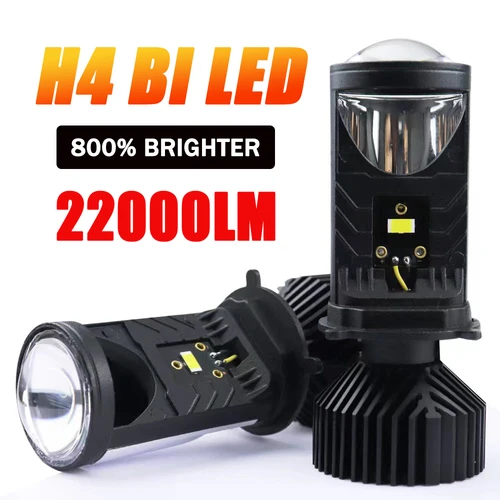 Lente de proyector LED H4, faro LED para coche Canbus 6000K, bombilla de haz alto/bajo con ventilador Turbo 22000LM 90W para coche/motocicleta 12V