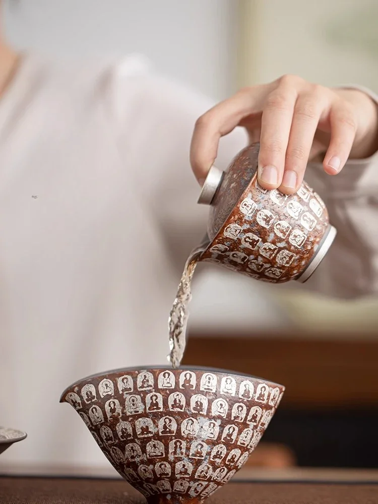 

Фрески Liu Yin Dunhuang Wanfo, набор крышек и чаш, ярмарка, домашняя чайная чаша, женский чай для заваривания, новинка 2023 года