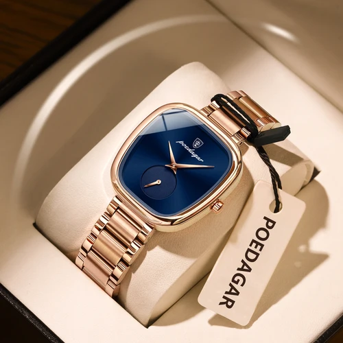 Imagen 2 del producto POEDAGAR Reloj elegante de lujo para mujer, Reloj de pulsera de acero inoxidable resistente al agua para mujer, relojes de cuarzo simples a la moda para mujer, Reloj