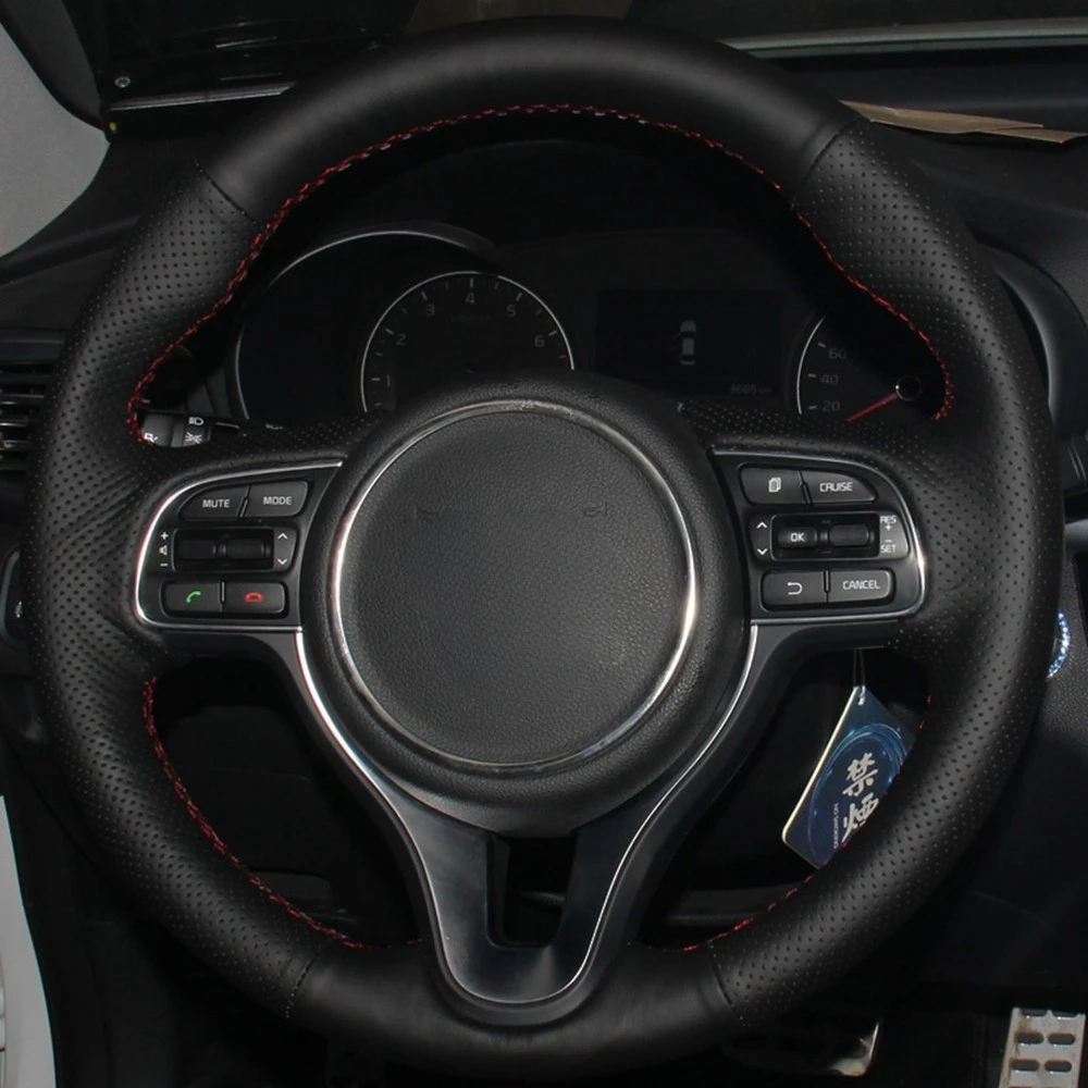 Car Steering Wheel Cover DIY Hand-stitched Artificial Leather For Kia K5 Optima 2016-2018 Sportage KX5 2016-2019 Niro 2017-2019