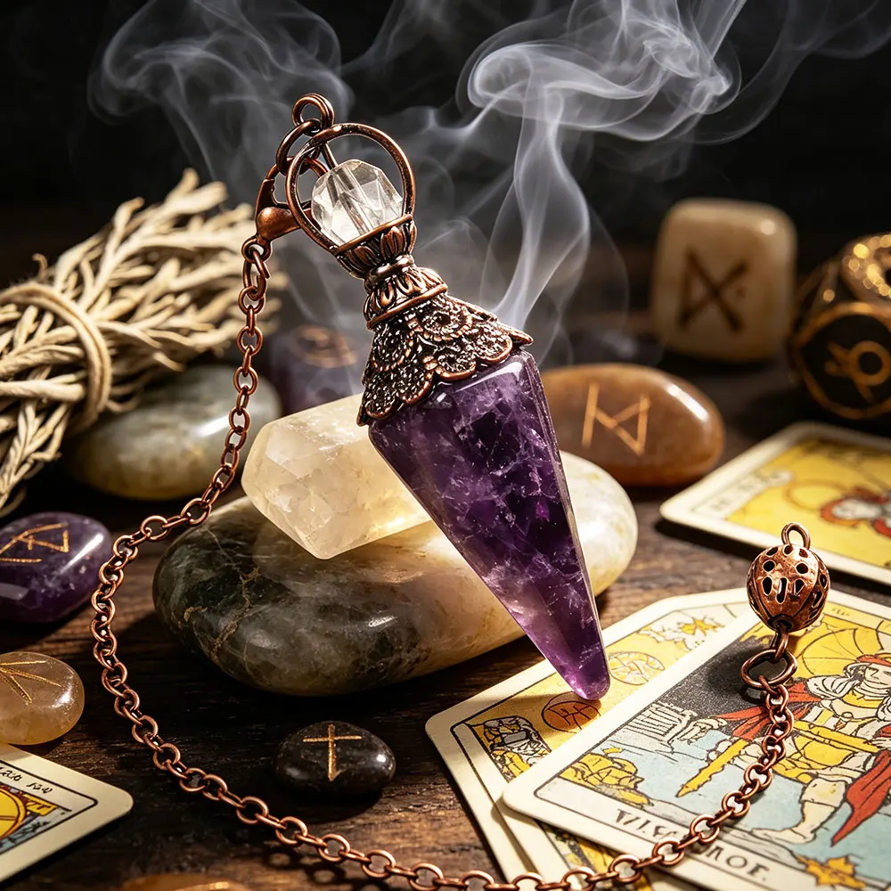 Cone Amethysts Natural Gem Stone Crystal Pendulum for Divination Healing Green Aventurine Lapis Lazuli Clear Quartz Pendulo X442