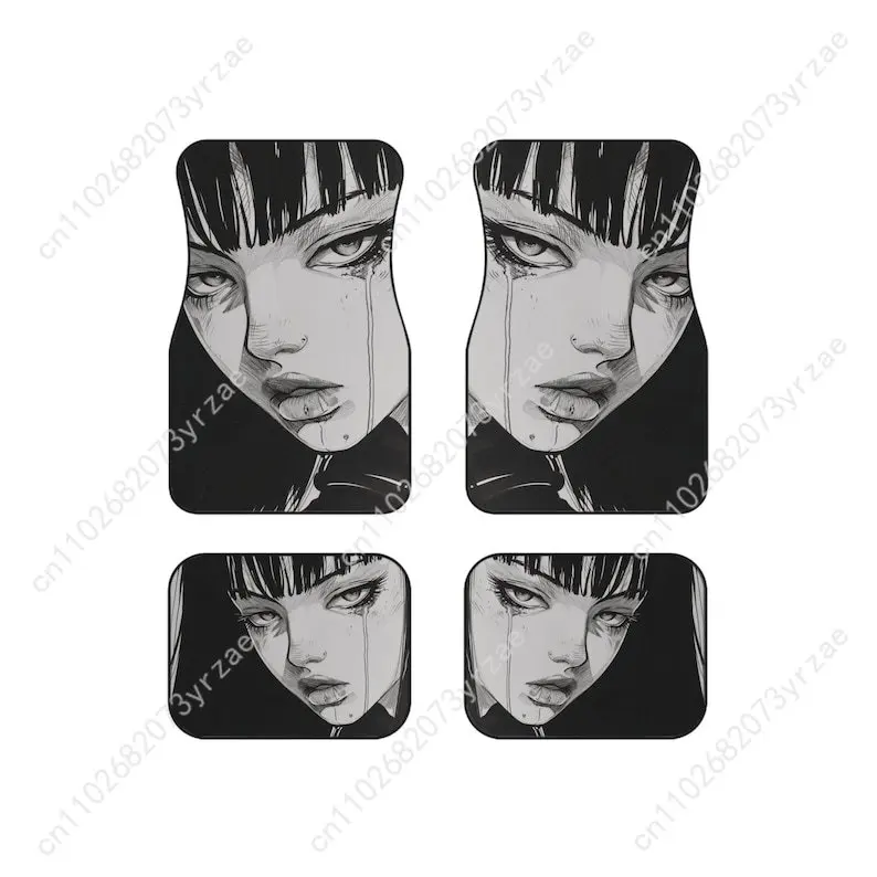 

Anime Female Faces 4pcs Universal Car Floor Mats All-Season Fashionable Auto Interio Absorbent Non-Slip Washable Car Floor Mats