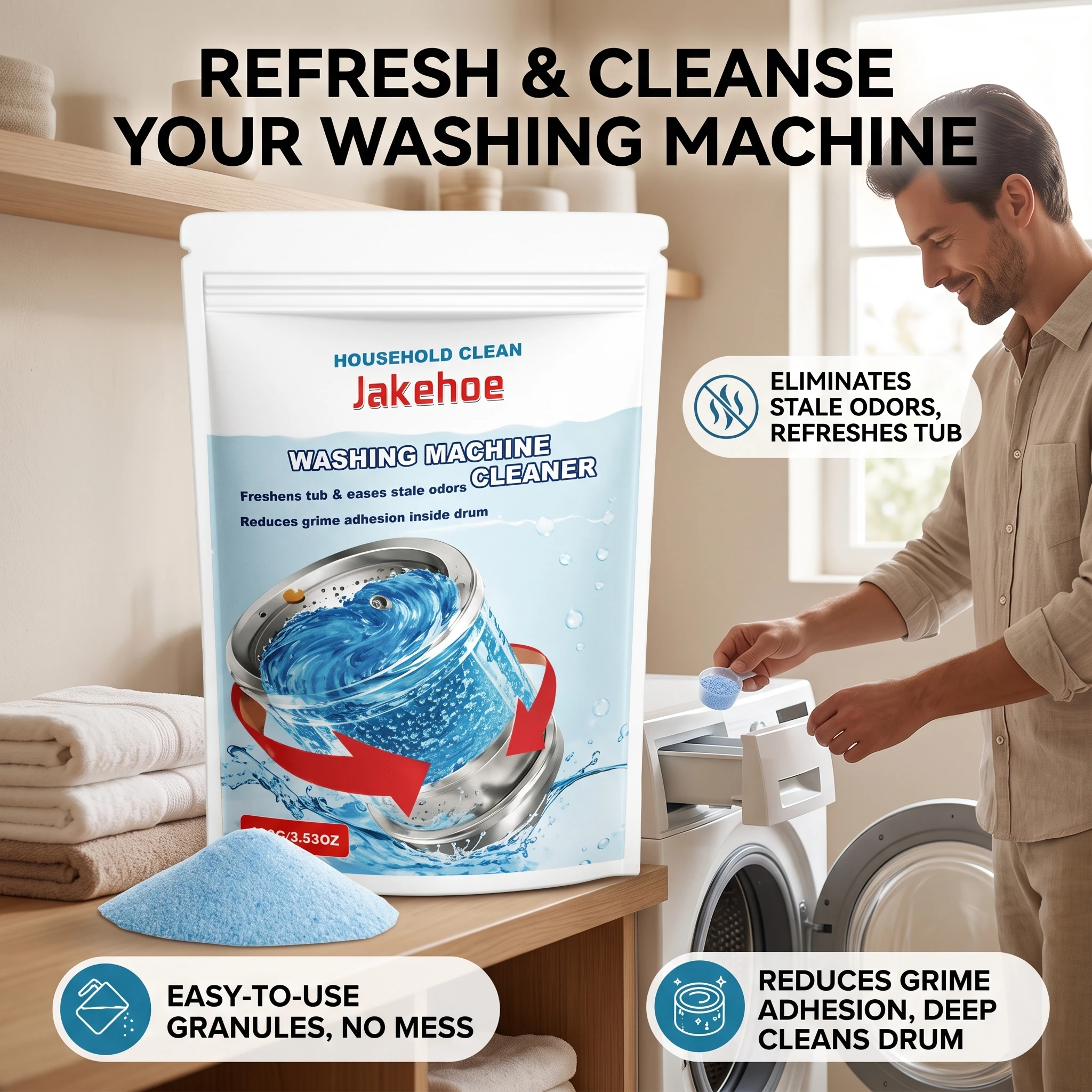 Washing Machine Tub Cleaning Powder Remove Limescale Eliminate Mold Reduce Odors Household Laundry Appliance Maintenance Cleaner