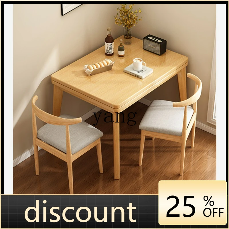 

LTT folding dining table household small apartment retractable dining table solid wood legs multi-functional dining table