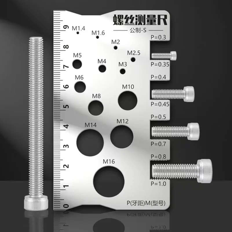 Thread Checker Screw Measurement Ruler Stainless Steel Caliper Metric Gauge Tool For Measuring Screw Pitch Bit Bolt Nut Screw