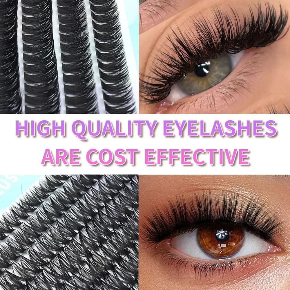 Natural Look False Eyelashes 3D Volume Wispy Style DIY Lash Extension Kit Volume Fans Fluffy Clusters 3D Faux Mink Lash