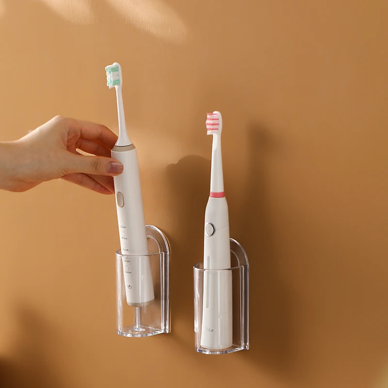 Plastic Electric Toothbrush Holder Self-adhesive Wall-Mounted Toothbrush Hanger Storage Toothbrush Holder Storage Rack