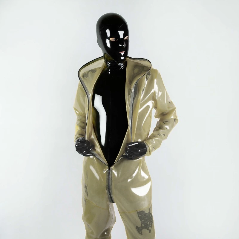 Pure Latex Rubber Gummi Transparent Catsuit Cosplay Bodysuit Zentai 0.4MM S-XXL