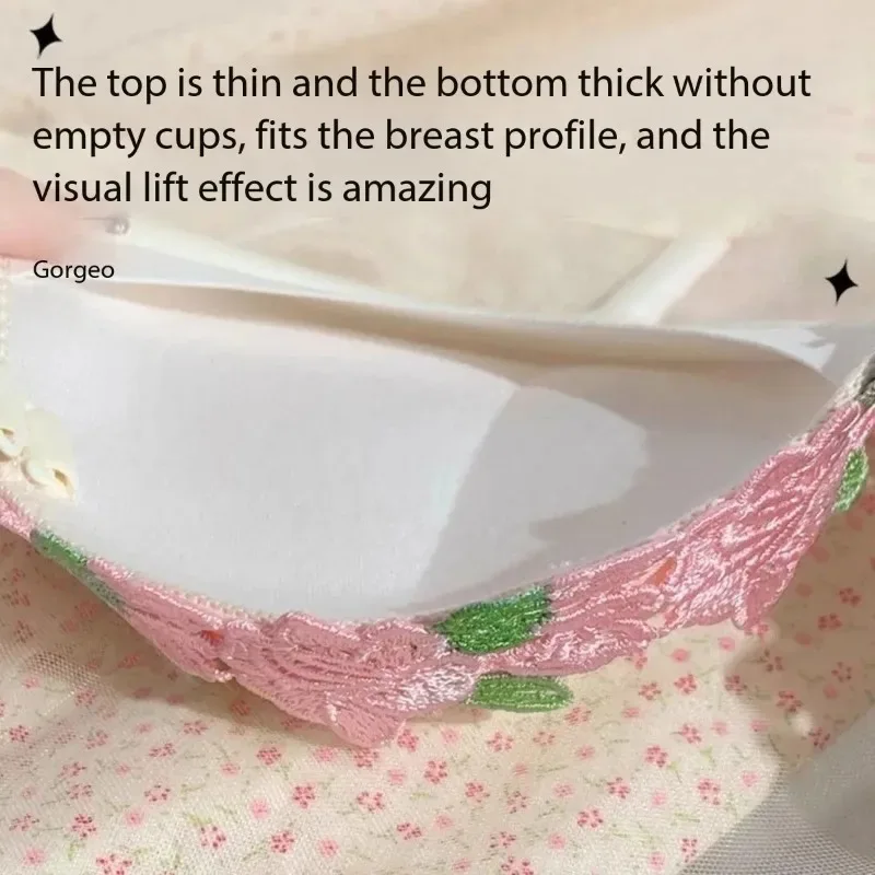 Zoete bloemenlingerieset Crème kanten bralette Leuke push-up bh voor dames met kleine buste Puur en sensueel geborduurd draadloos