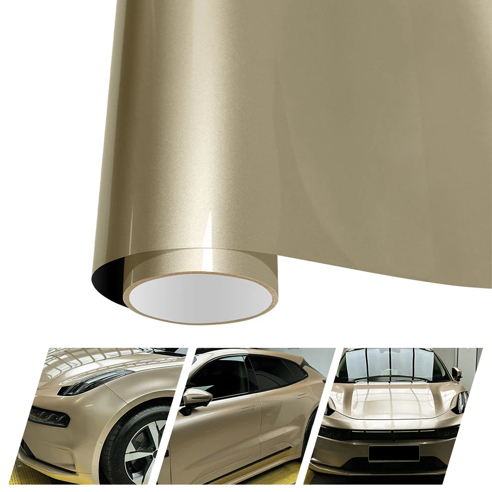 

Premium Metal Paint Champagne Black Bottom Film Vinyl Wrap Film Roll Self Adhesive Decal Car Wrapping Easy to Use Air-Release