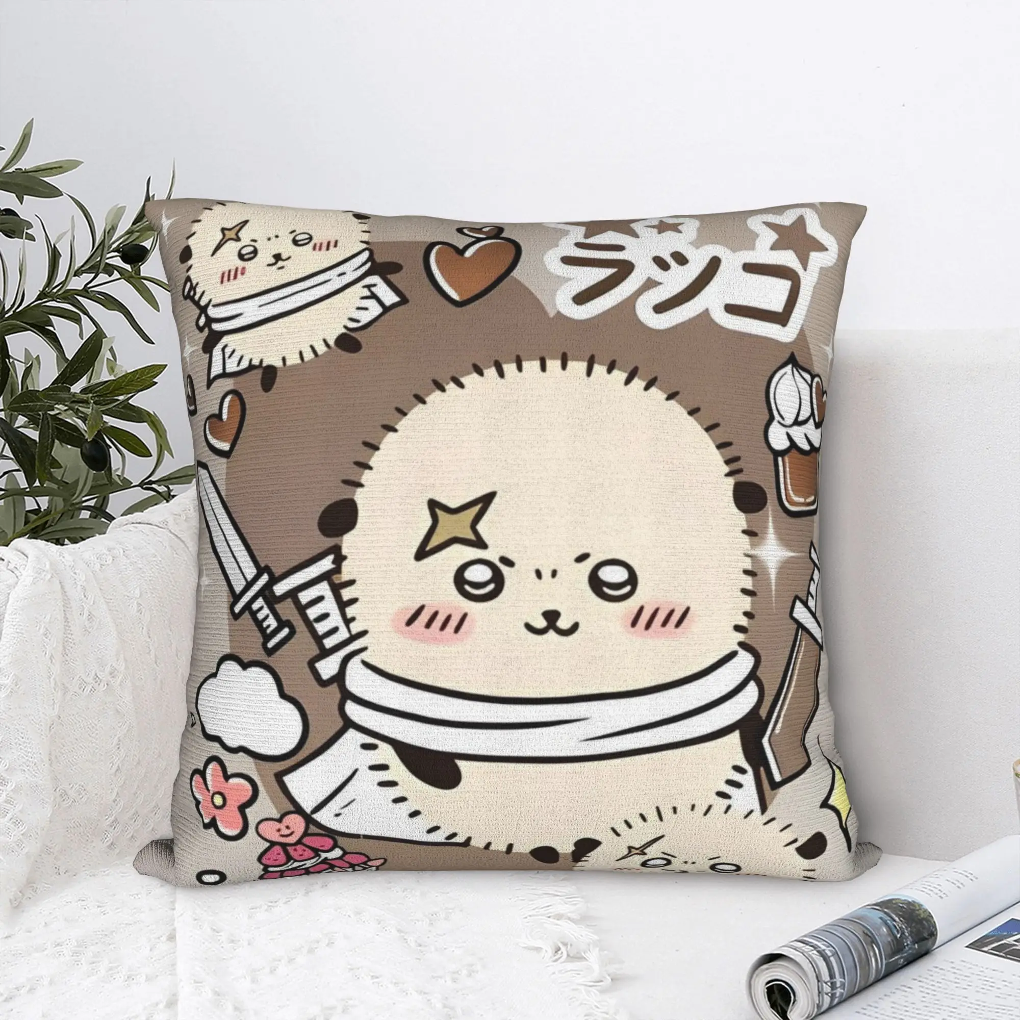 Japanese Anime Rakko Chiikawas  Square Pillow Case  Cushion Covers Awesome Zippered Decorative Pillowcase for Car 18