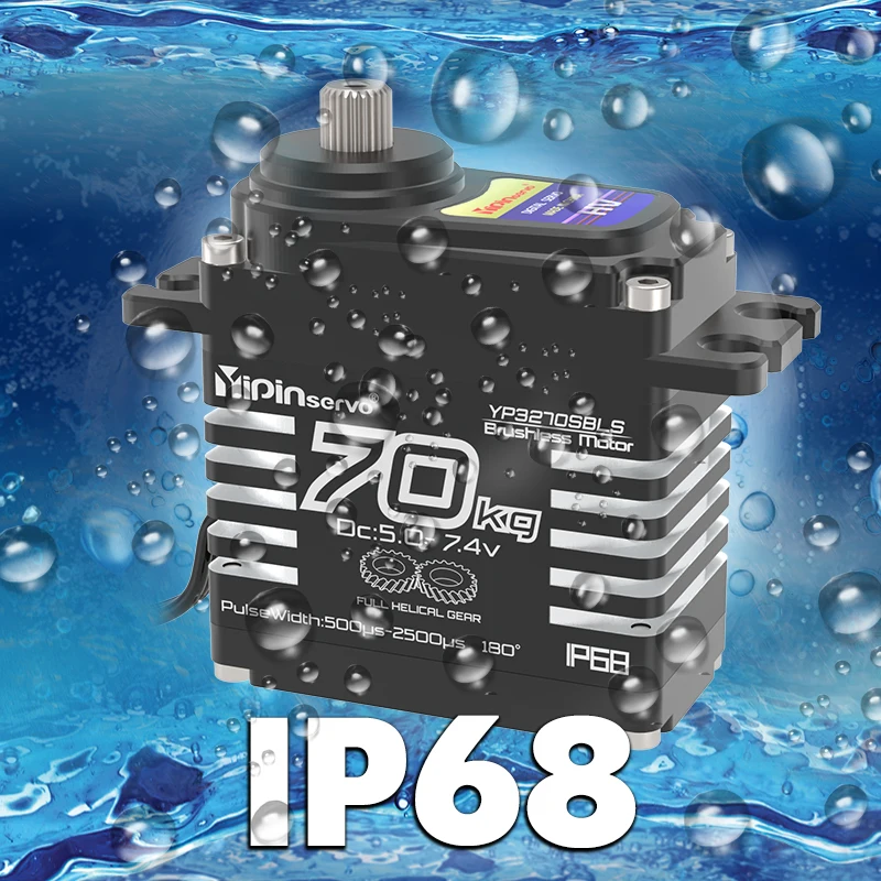 

Waterproof IP68 Servo Large Torque Magnetic Induct 8.4v Brushless 70kg Servo Steel Helical Gear Remote car accessories1/8 1/10