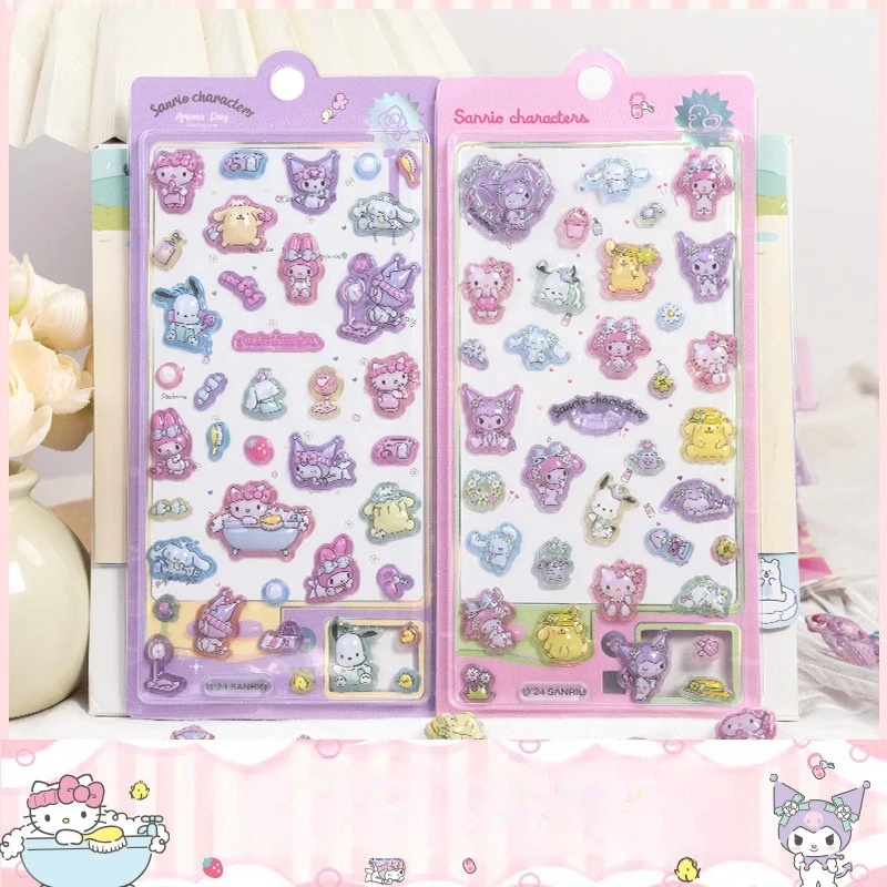 

2 pcs/lot Sanrio Melody Hello Kitty Stickers 3D Relief Scrapbooking DIY Journaling Sticker Aesthetic Sticker Cute Stationery
