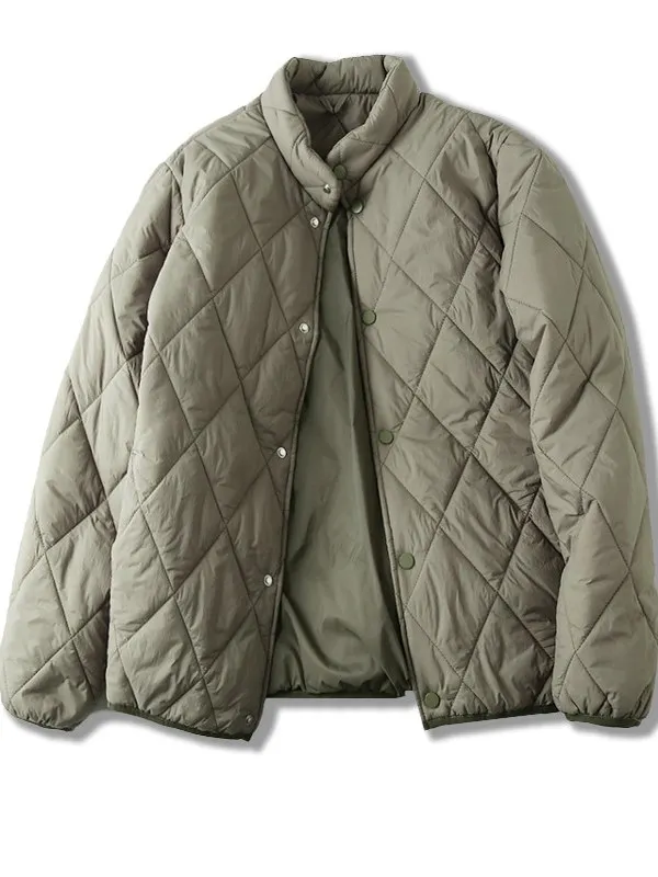 

Classic Diamond Pattern! Windproof Waterproof! Lightweight Men's Cotton Jaet Warm Stand Collar Trendy Pure Color Winter Coat