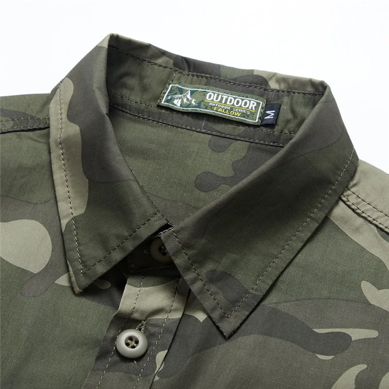 Men Camouflage Long Sleeved Outdoor Shirts New Spring Autumn Male Cotton Casual Shirts Japanese Retro Loose Collar Shirts 5XL