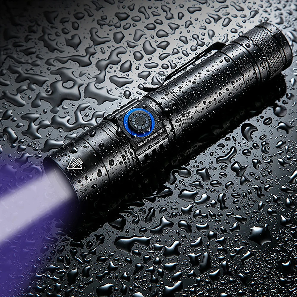 Lanterna ultravioletta Potente torcia a LED 365nm Torcia a luce UV USB ricaricabile Luce nera per l'ispezione delle macchie di urina degli animali domestici