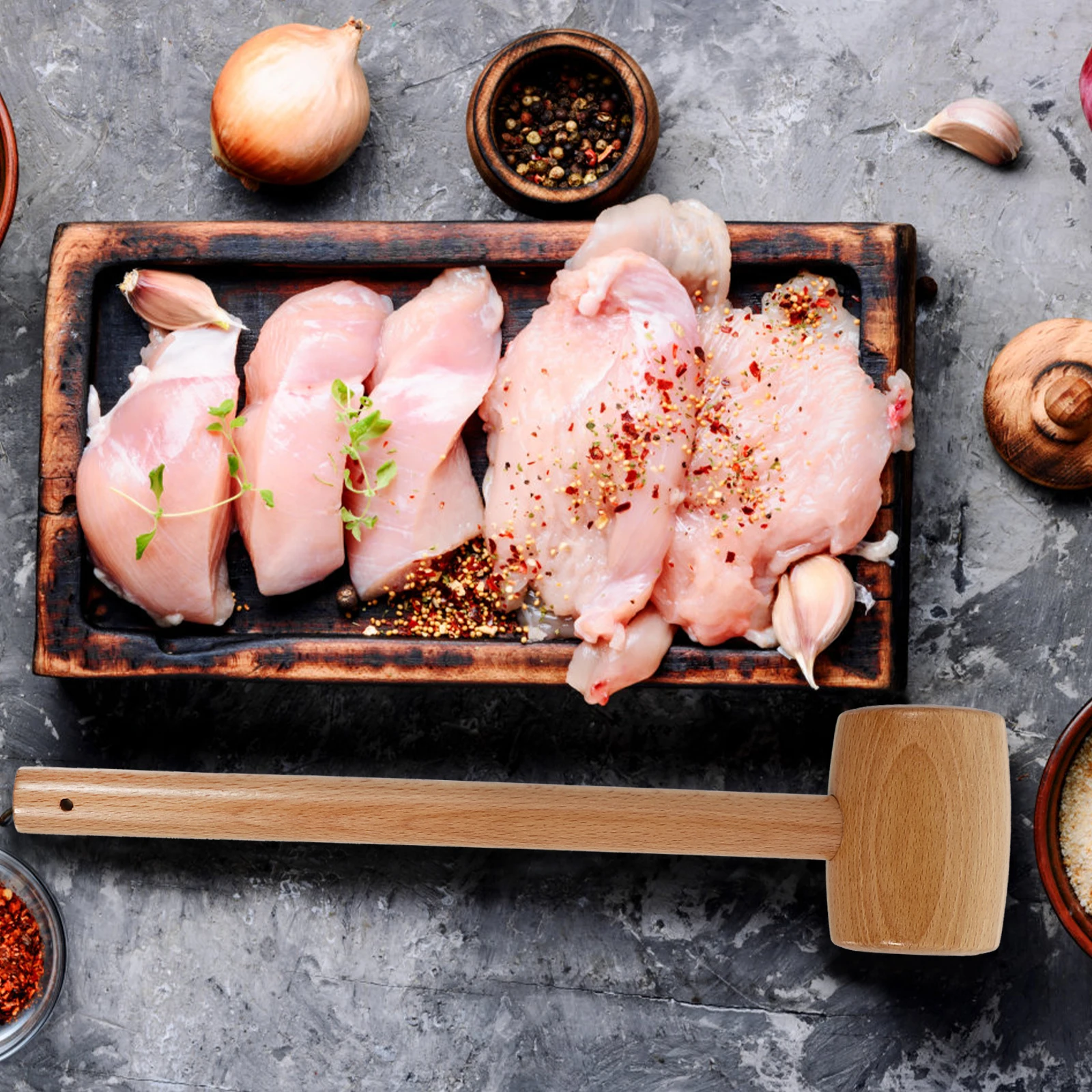 

2Pcs Beech Crab Mallet Seafood Hammer Cake Mallet Shellfish Cakes Tool Ecofriendly Longtime Use Wooden Hammer