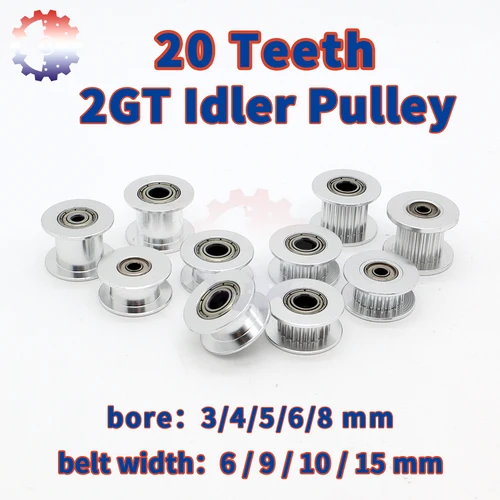 Imagen 1 del producto Polea tensora de sincronización 2GT, diámetro de 3, 4, 5, 6, 8mm, 20 dientes para ancho de correa, 6, 9, 10, 15mm, polea síncrona para impresora 3D, 20 T, GT2