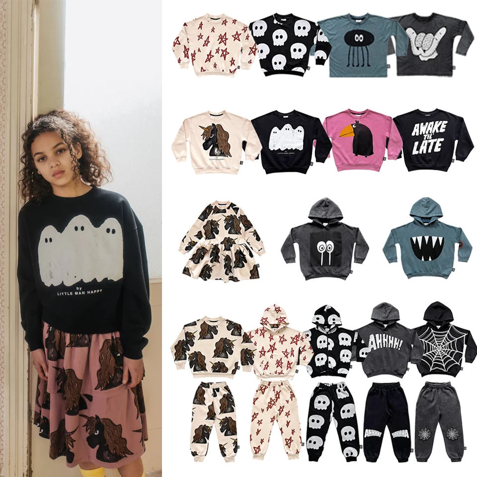 LMH Brand Baby Outfit Set Girls Dress Kids Hoodie Cool Children's Top And Bottom Clothes Set Girls Clothes Cartoon Printing Pant