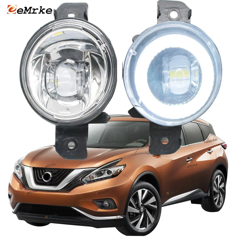 Pair LED Angel Eye Daytime Running Lights with Cut-Line Lens Fog Lamp for Nissan Murano Z52 2015 2016 2017 2018 2019 2020 2021