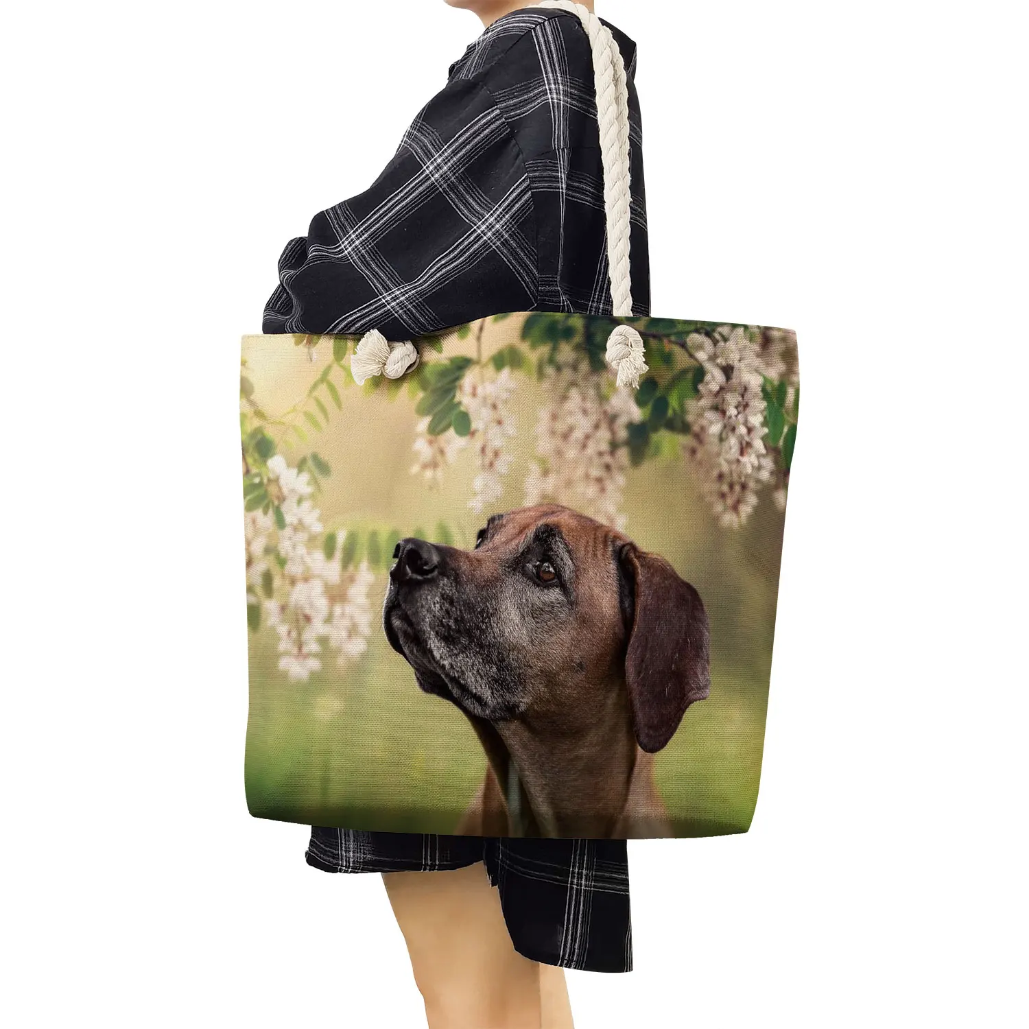 Hoge Capaciteit Strand Reizen Dames Handtas Rhodesian Ridgeback Dier Hond Print Vrouwen Schoudertas Outdoor Shopper Tas Opvouwbaar