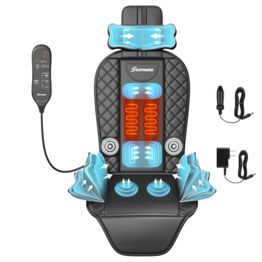 

Массажер для спины с подогревом, тракционным воздействием и вибрацией, массажная накладка на сиденье для снятия боли, глубокого массажа тканей и поясничной тракции, из искусственной кожи