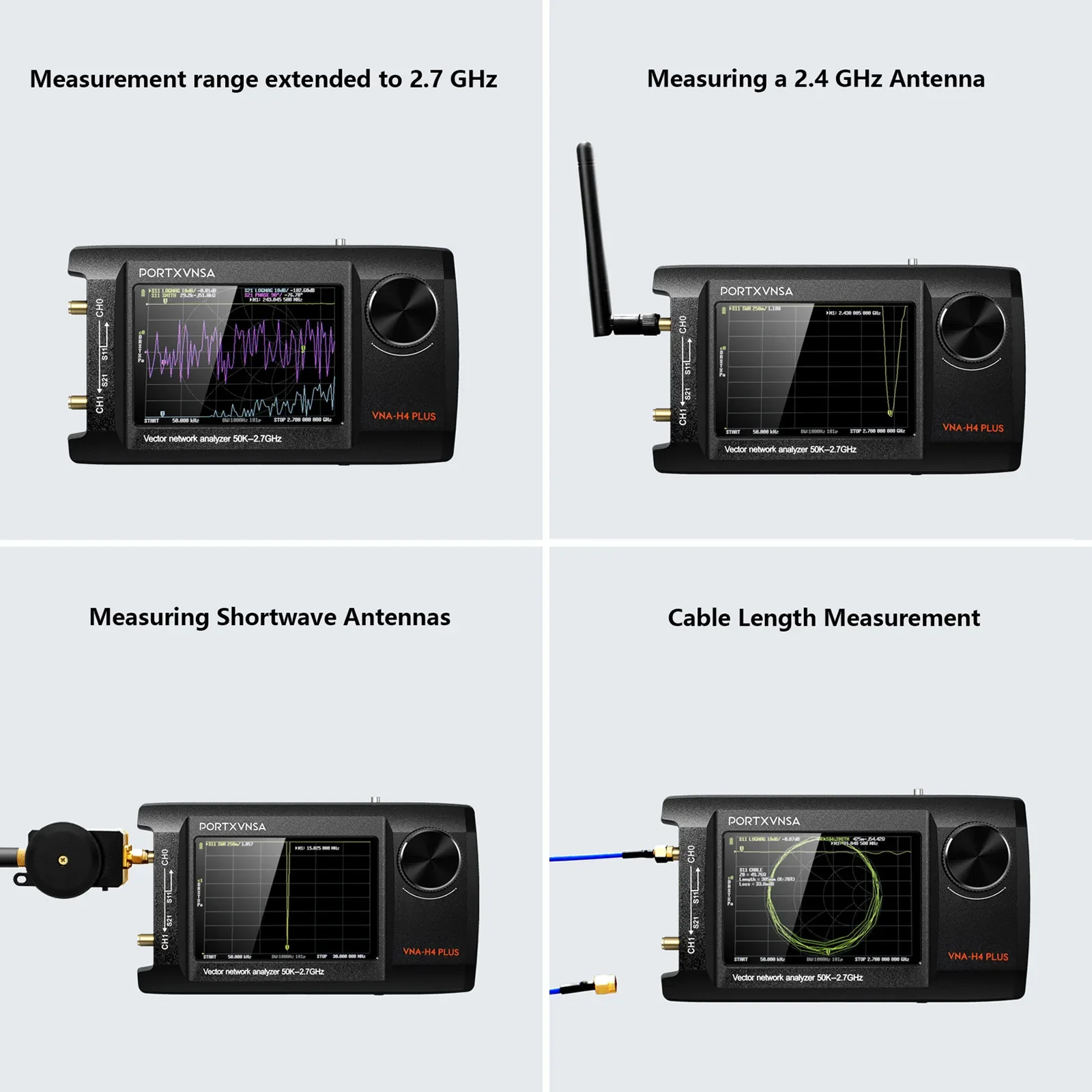 SmCpUpgraded Antenna Analyzer 4-inch IPS LCD Display 50KHz2.7GHz NanoVNA-H4