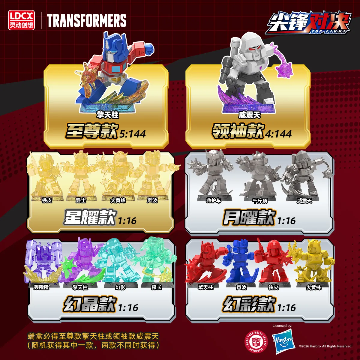 LDCX Transformers Figure Optimus Prime Megatron Bumblebee Finger Ring Battle Desktop Decoration Mystery Collectible Toy Gift
