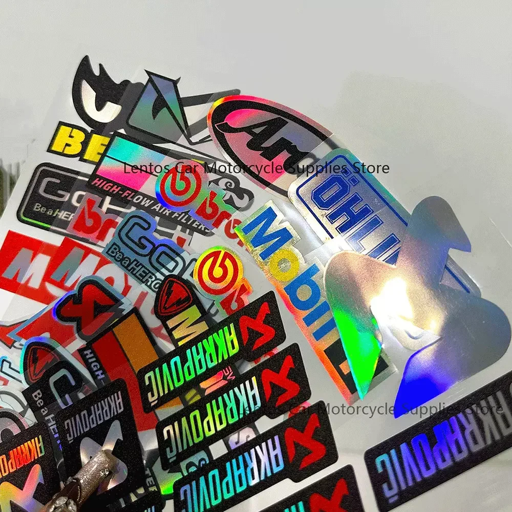 Conjunto de Adesivos Coloridos a Laser para Motocicletas, Decalques Refletivos, Adesivos de Vinil Impermeáveis para Decoração de Capacete e Carroceria
