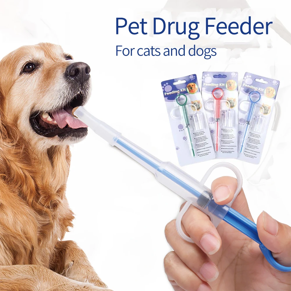 Pet Pills Applicator Cats Dogs Syringe Medicine Feeder Insect Repellent Supplies Can Clip Pills Cats and Dogs Pet Water Feeder