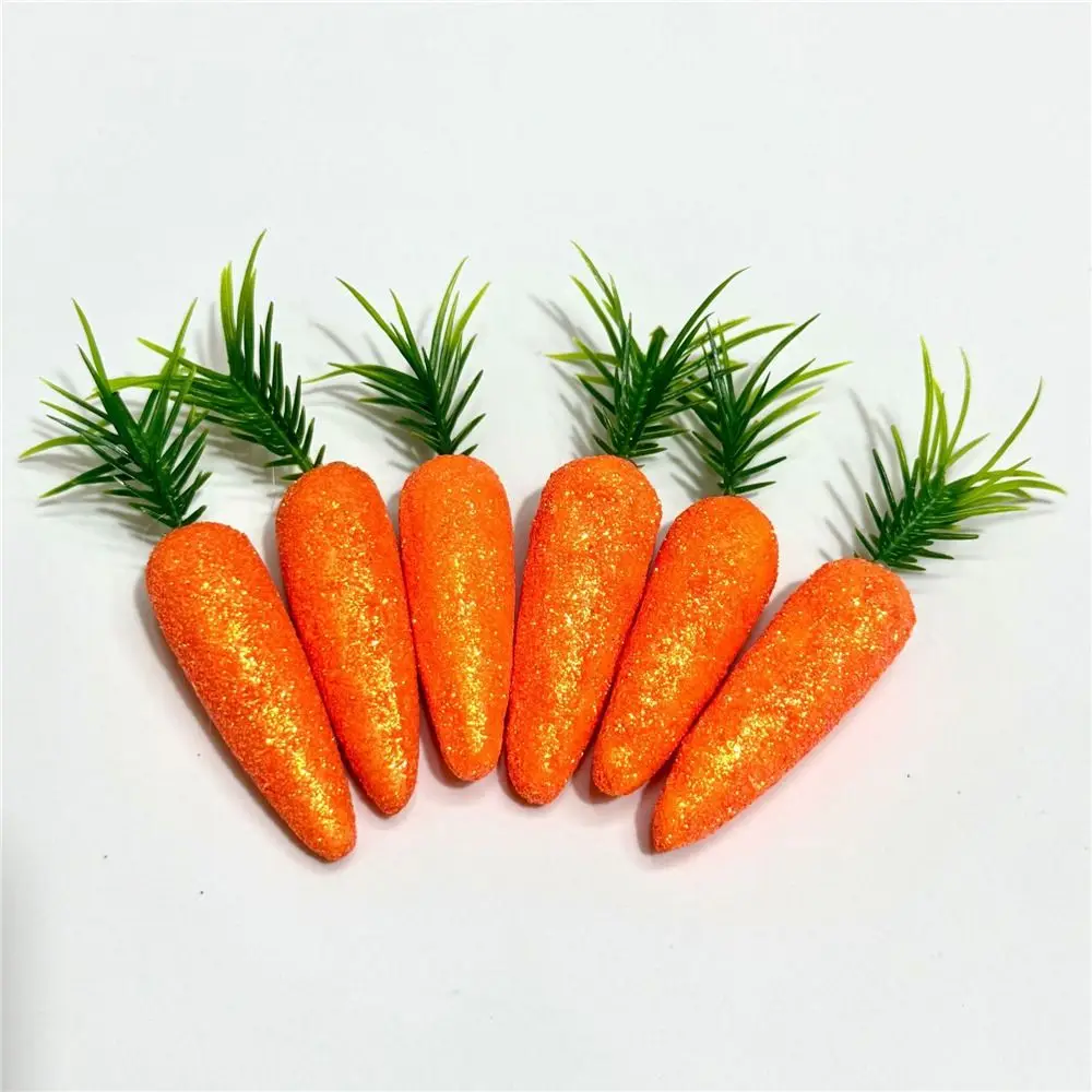 

6Pcs Glitter Fake Carrots Easter Decor Home Decoration Foam Carrot Artificial Lifelike Easter Ornaments