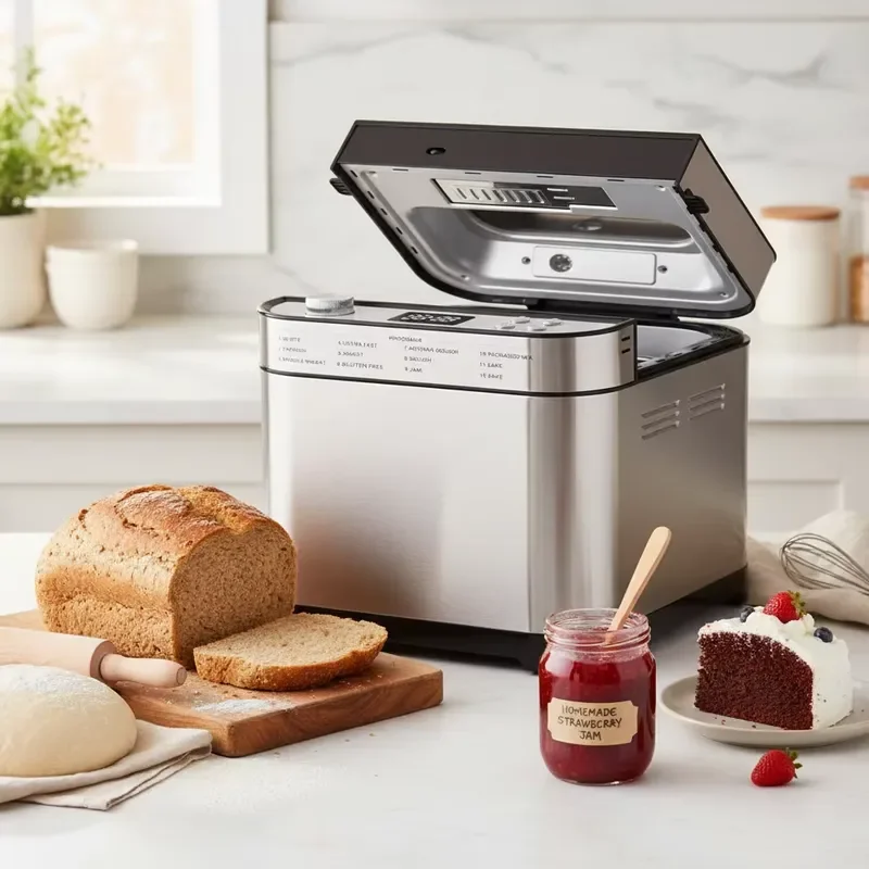 Fully Automatic Multi Function Electric Bread Machine Digital Control 700W Precision Stainless Steel For 3 People French
