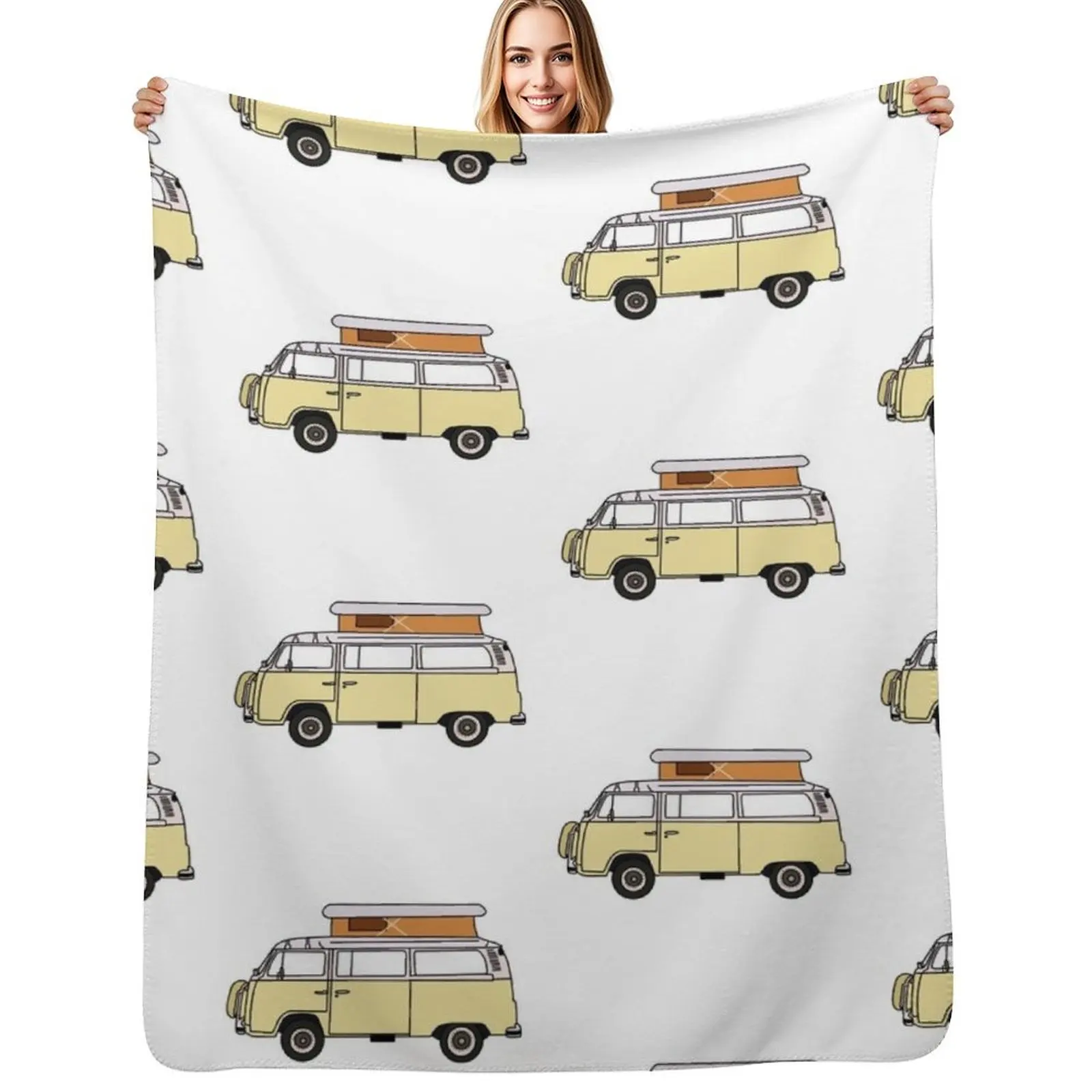 

yellow retro van Throw Blanket Beautifuls Bed Fashionable bed plaid Custom Blankets