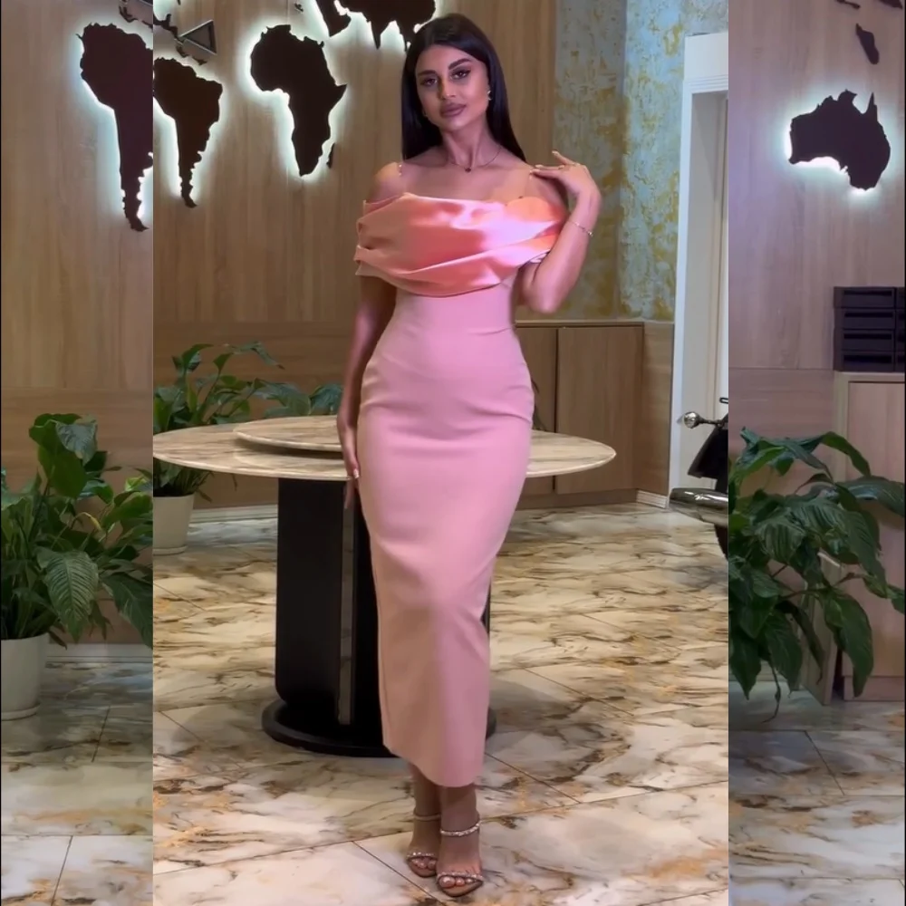 

Customized Sparkle Jersey Pleat Column Off-the-shoulder Midi Dresses Bespoke Occasion Homecoming Exquisite Pastrol