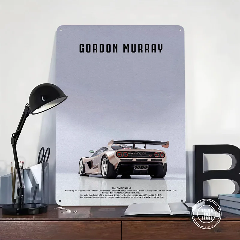 Gordon Murray GMSV S1 LM Car Tin Poster Customized Retro Wall Art Vintage Metal Signs for Garage Home Decor Coffee Bar Wand Deko