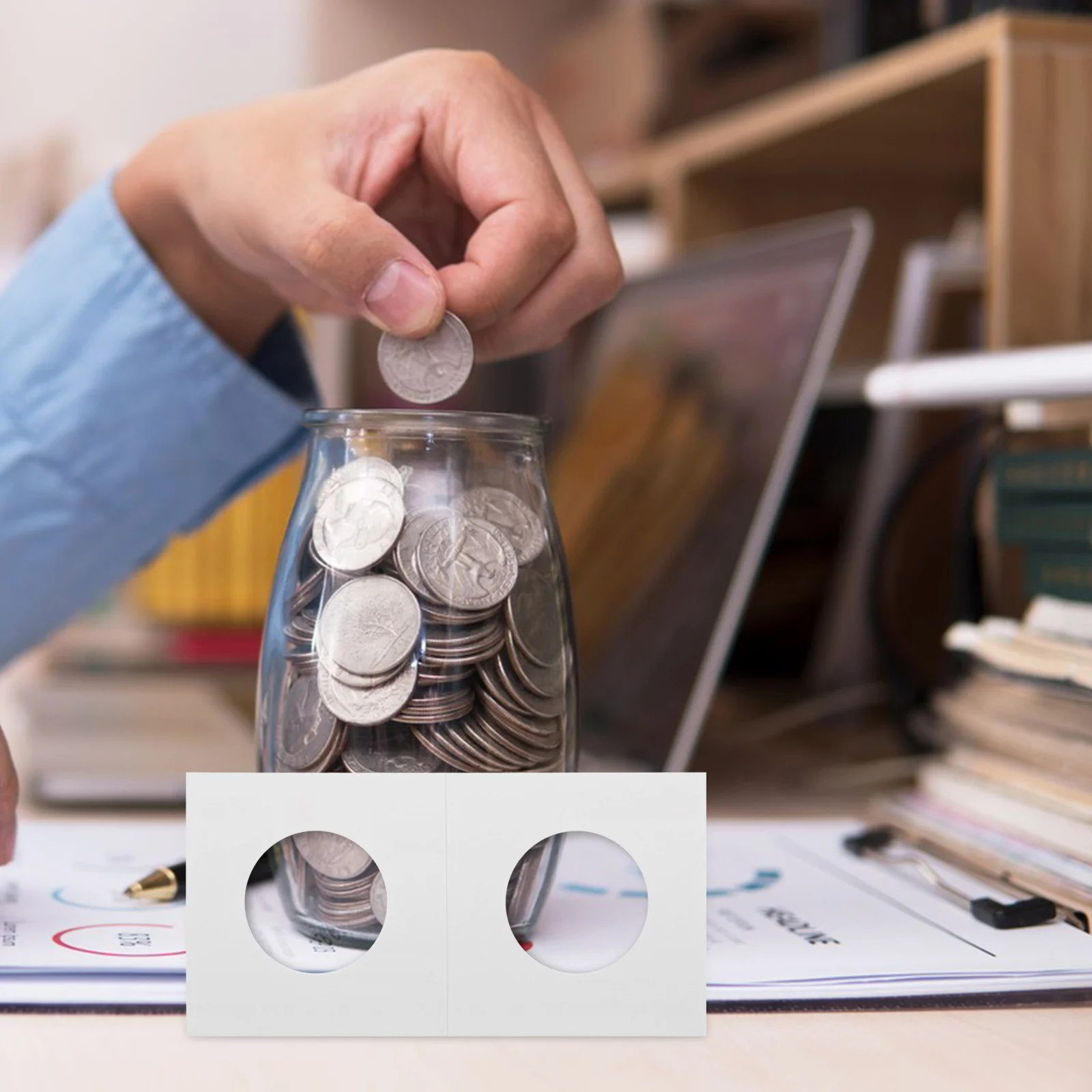 

150Pcs Cardboard Coin Holders for Collectors Coin Flips Protective Clear Window Display Organizer Coins Container