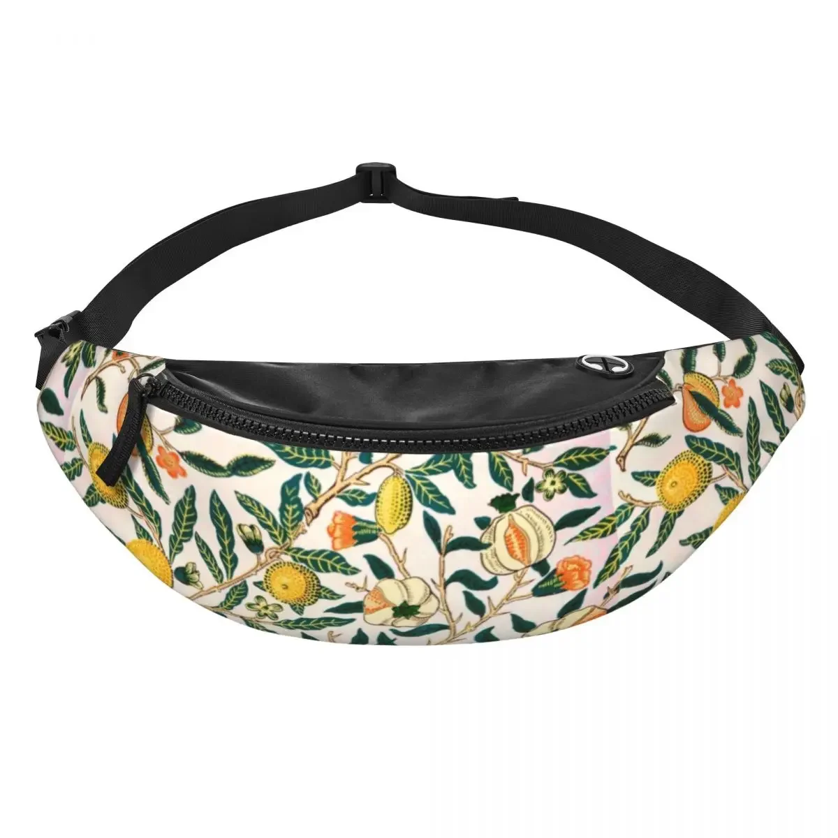 William Morris Pattern Fruits Fanny Pack Women Men Textile Pattern Crossbody Waist Bag for Travel Cycling Phone Money Pouch