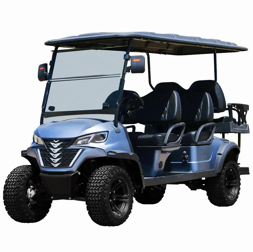 Latest Design Club Car Golf Cart Lift Suspension 60V Lithium Battery Solar Powered 2+2 Seats with Seat Belts