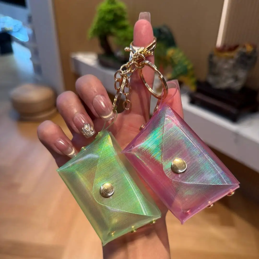 Colorful Grid Mini Zero Wallet Keychain Earphones Lipstick Coins Portable Storage Small Bag Pendant