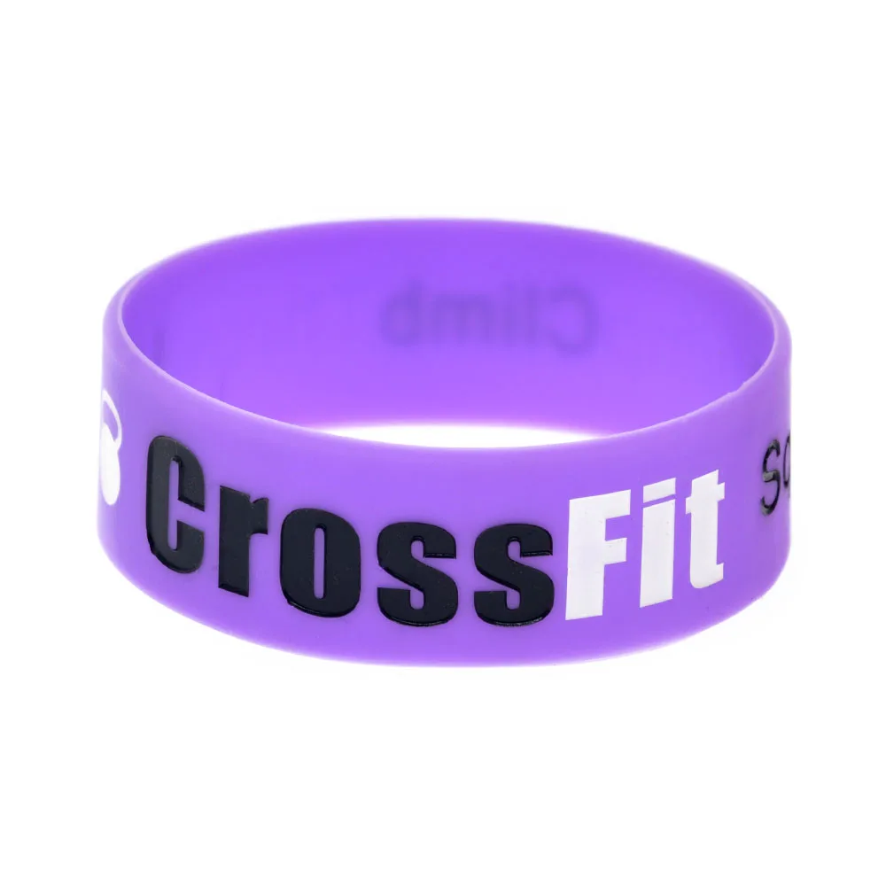 1 PC Squat Jump Climb Throw Lift CrossFit Silicone Bracelet 1 Inch Wide Sport Bangle