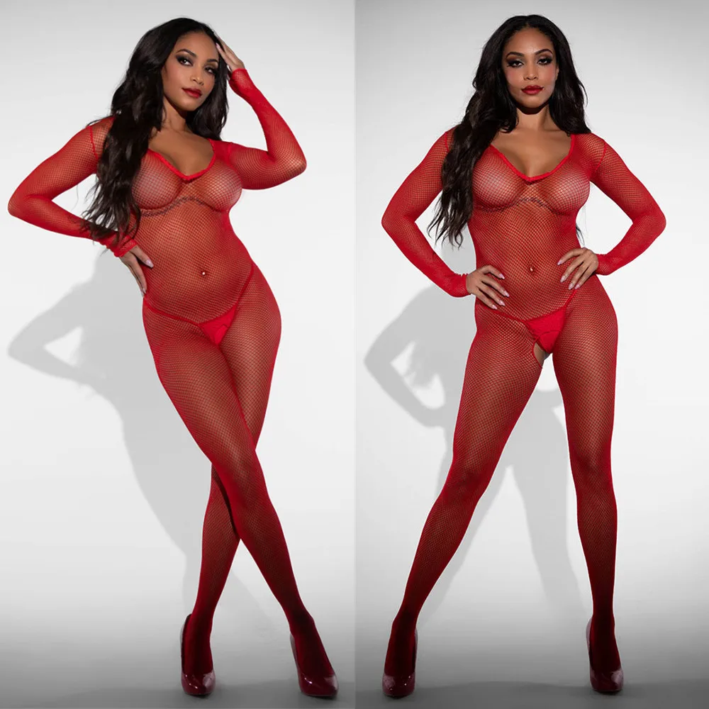 الأحمر الساخن مفتوحة المنشعب Bodystockings جديد مثير ​ ​ الكبار الملابس الداخلية النساء المثيرة الجسم البدلة الملابس الداخلية Crotchless Catsuit الاباحية ارتداءها 18