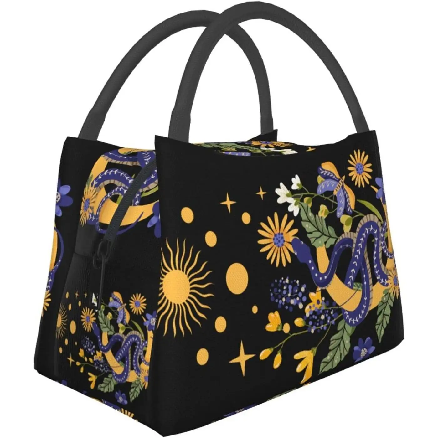 

Snake Goth Flowers Insulated Lunch Bags For Women Men, Reusable Lunch Cooler Tote Box Meal Prep For Work Picnics Or Travel
