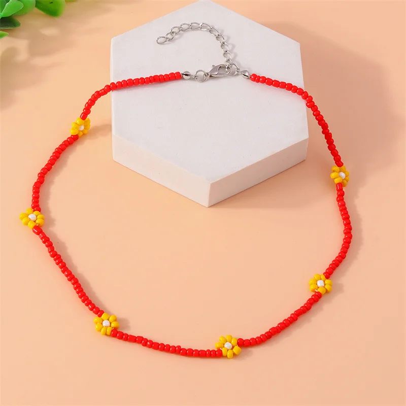 Aihua Böhmen Bunte Blume Rocailles Halskette Für Frauen Kinder Freundschaft Halskette Sommer Strand Party Schmuck Geschenke – Detail 10