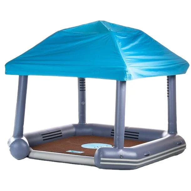 leisure time Cabana Raft inflatable floating pontoon dock water platform with Removable Canopy