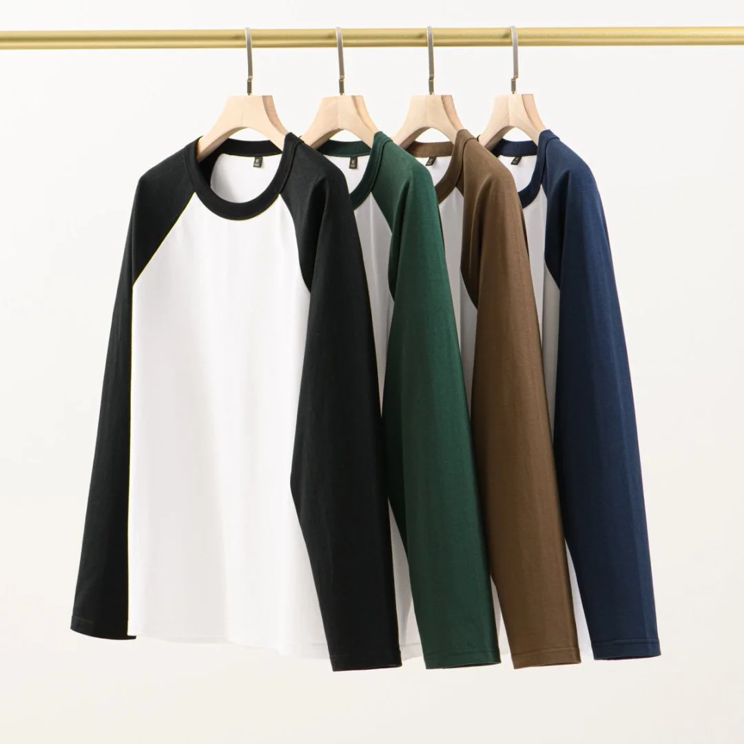 Kaus katun lengan panjang kerah bulat uniseks kaus bersirkulasi tambal sulam modis kaus nyaman lembut musim gugur